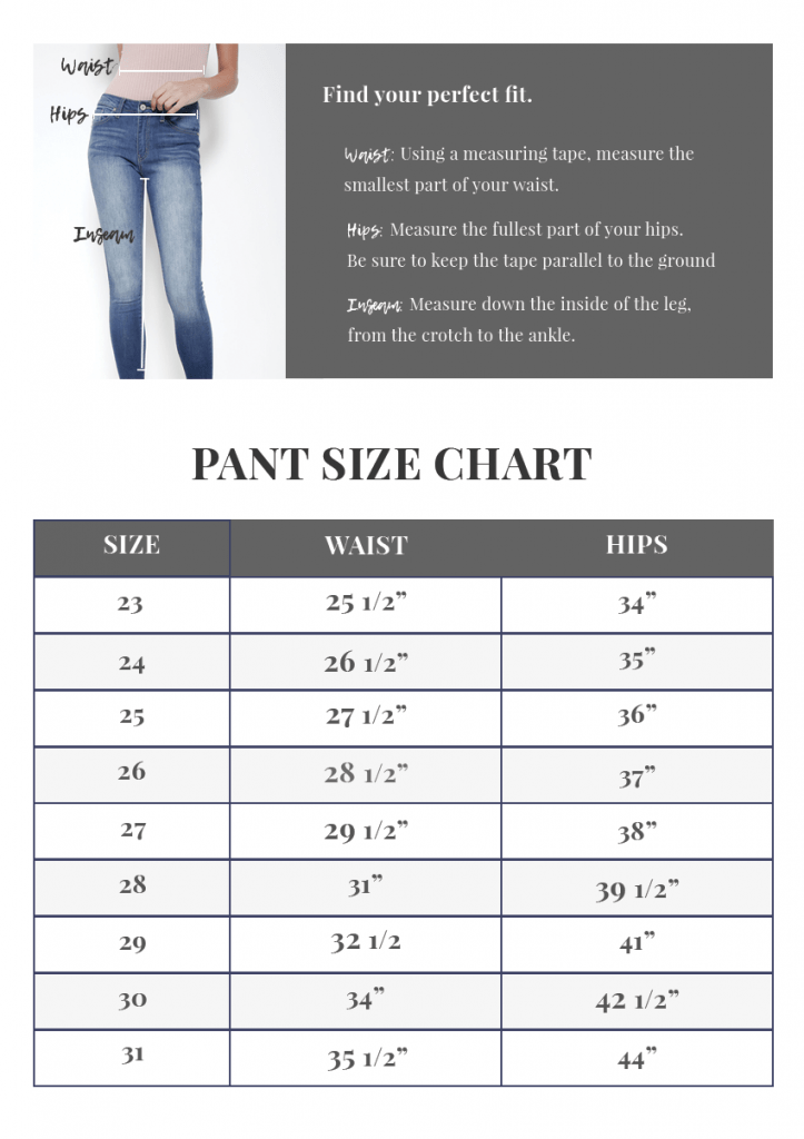 Metric Pant Size Conversion Chart