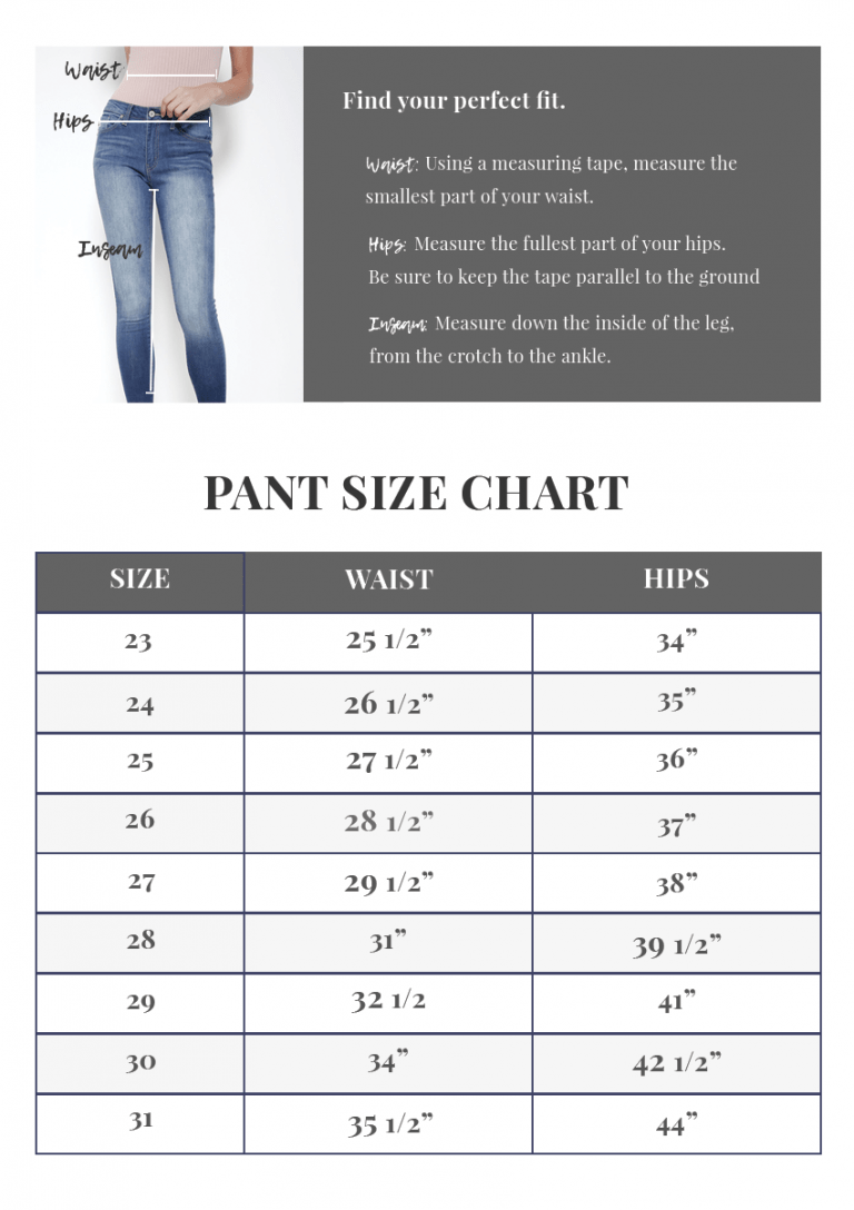 Running Wear Size Chart