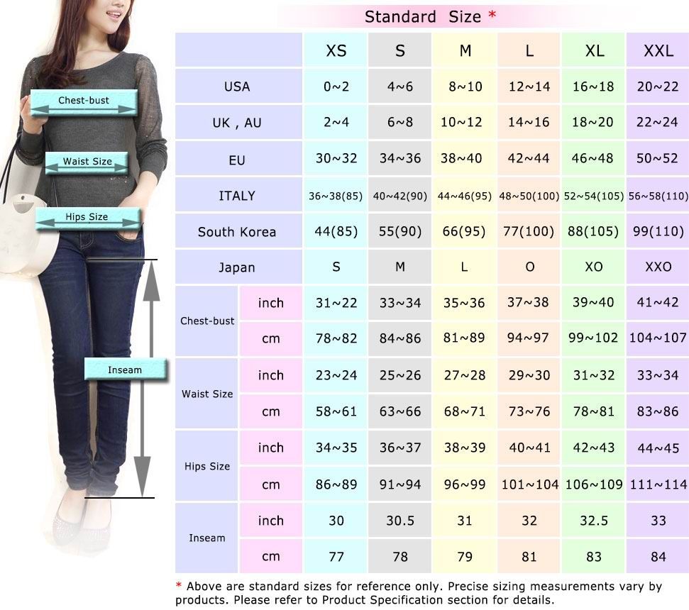 Size Chart Conversion Pants